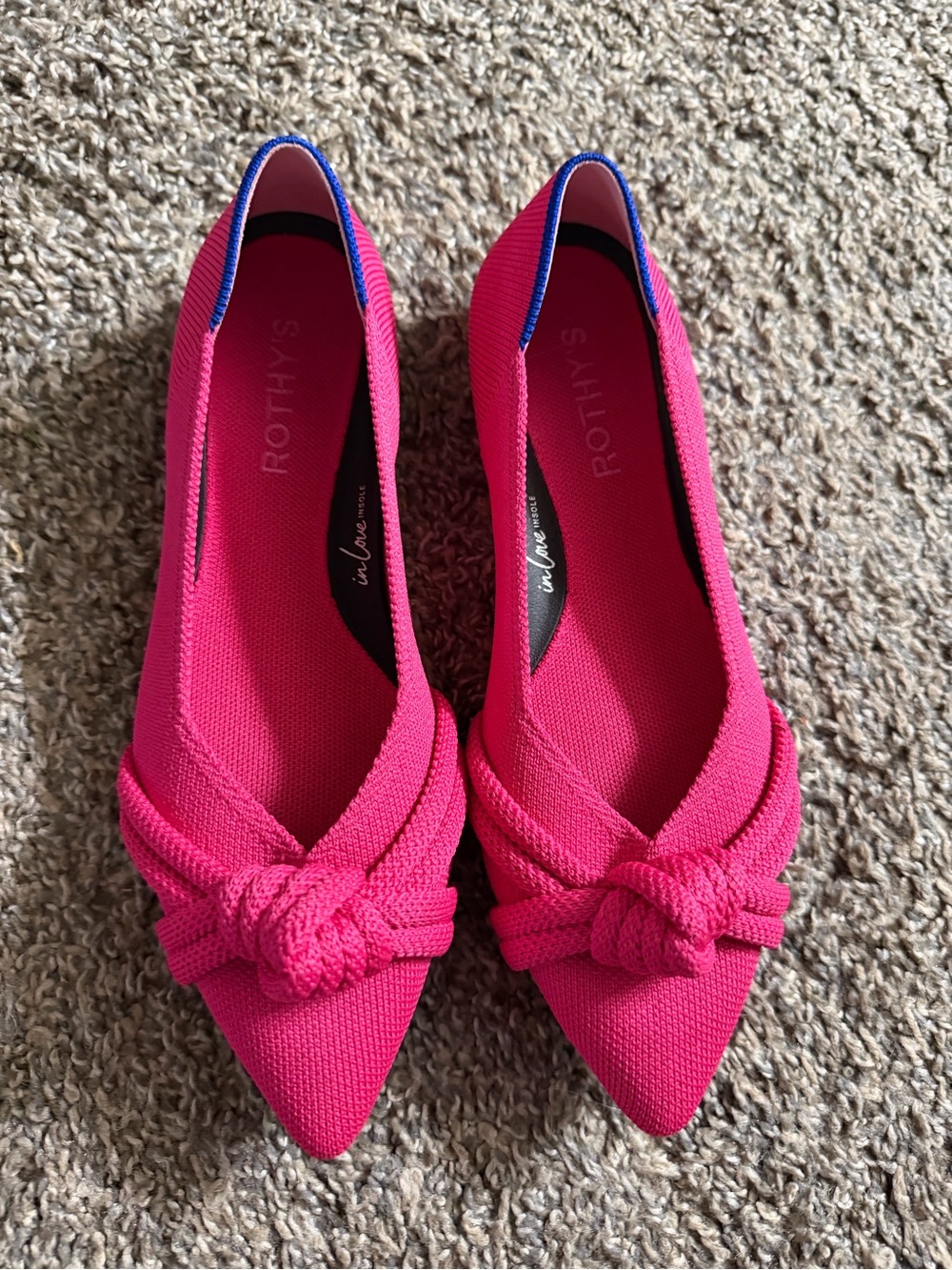 NEW ROTHYS Women's Pink Pointed Knot Flat